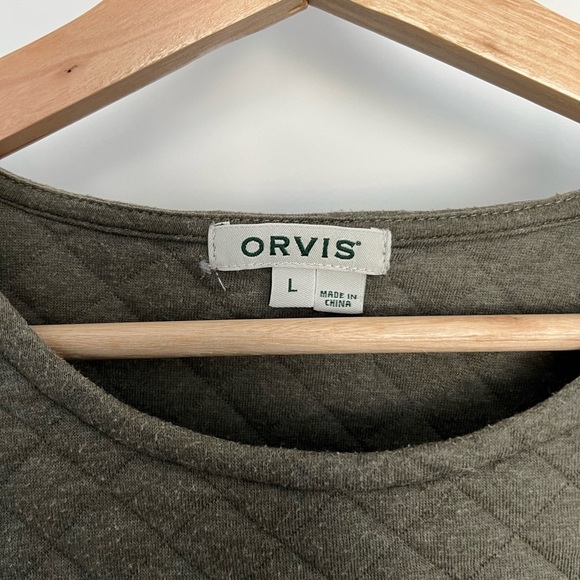 Orvis: Olive Green Quilted Sweatshirt: Size Large - Picture 6 of 7